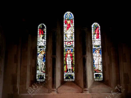 教堂窗户彩色拼花玻璃摄影图片