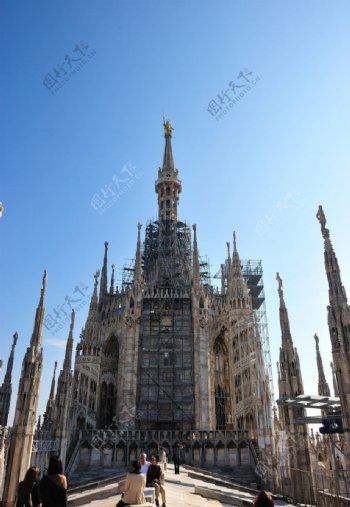 意大利米兰杜莫大教堂顶部图片