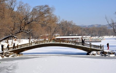 雪中避暑山庄罗锅桥图片