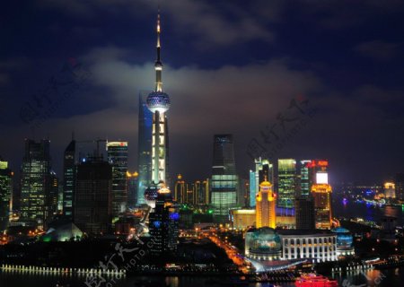 上海陆家嘴金融贸易区夜景图片