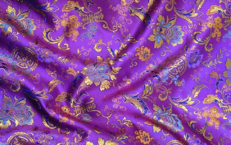 紫色绸缎刺绣图片