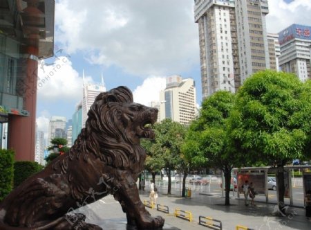 深圳城市雕塑狮子街景图片