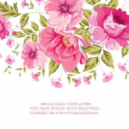 复古粉色花卉卡片矢量素材图片