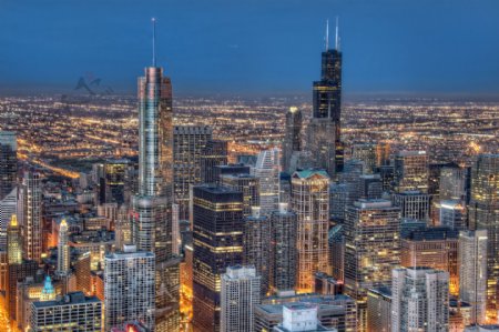 芝加哥市中心密集高楼图片