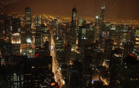 芝加哥市区夜景图片