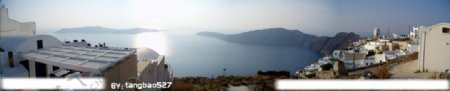希腊圣托里尼岛全景图片