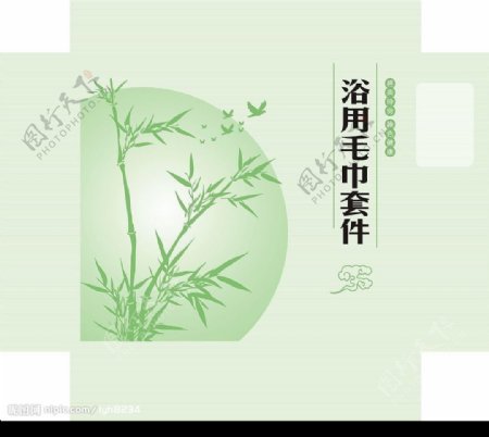竹子小鸟浴巾盒子设计图片