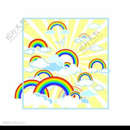 可爱彩虹插画矢量素材图片