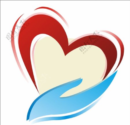 关爱心形手logo图片