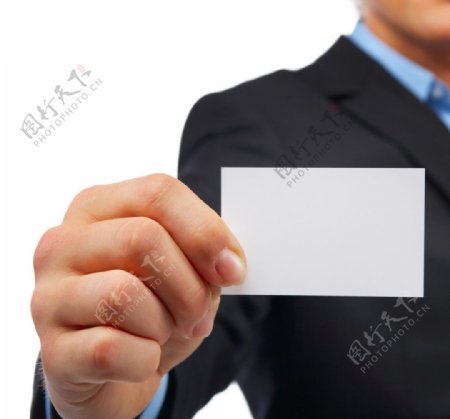 商务人士与空白卡片图片