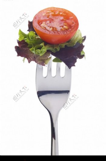 叉子和蔬菜高清图片素材