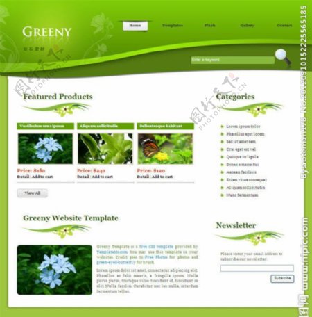 清新绿CSS网页模板图片