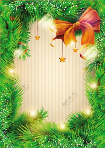 圣诞节松树枝边框背景图片