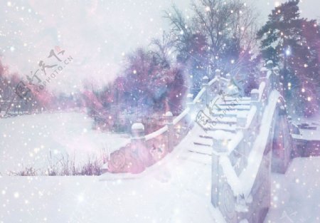 小桥飞雪图片
