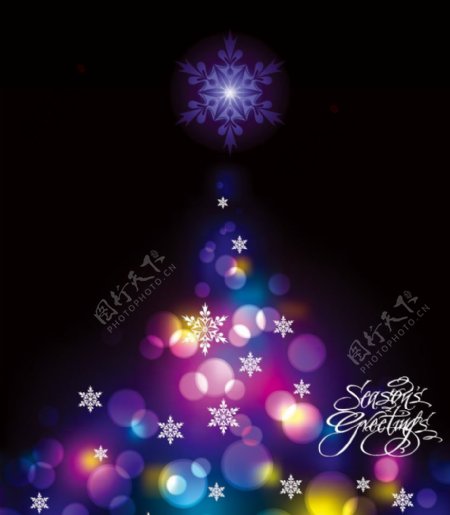 动感雪花光圈圣诞树圣诞背景圣诞贺卡新年背景图片