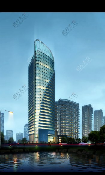 商务大楼建筑效果图图片