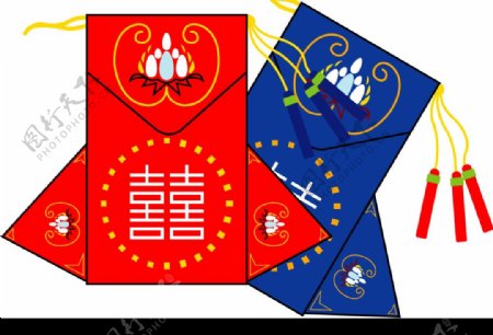 韩国传统新年符号喜袋矢量图图片