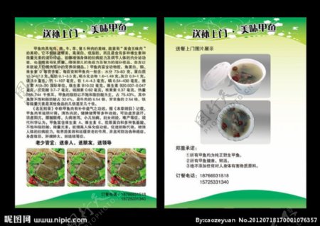 养生甲鱼菜单宣传单页图片