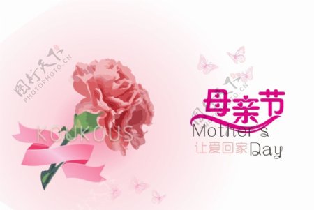 矢量丝带康乃馨母亲节节日素材图片