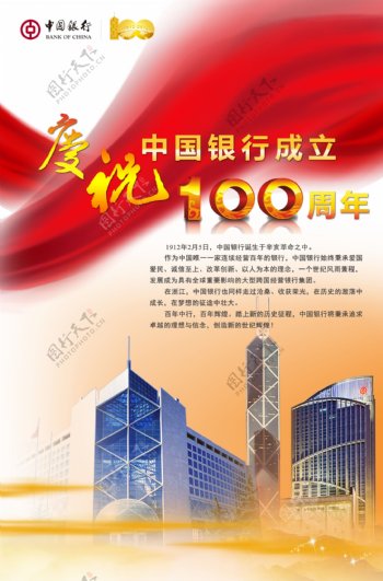 中国银行成立百年海报图片