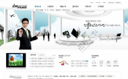 韩国网页模板白色系WT018包括2个主页5个次级页面图片