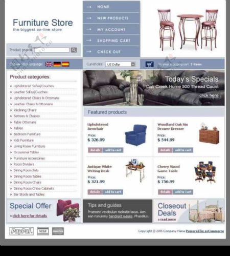 家具网络销售商城网页模板全套版含动画图片