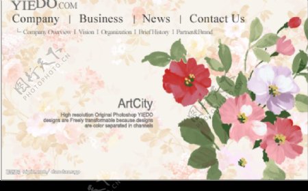韩国花卉PSD分层模板粉色图片