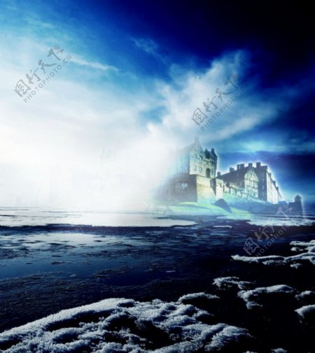 神秘的海上城堡图片