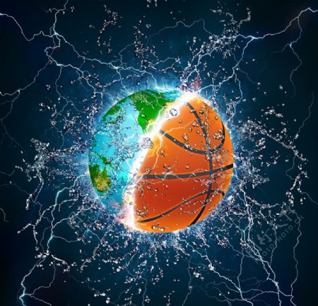 地球和蓝球创意广告图片
