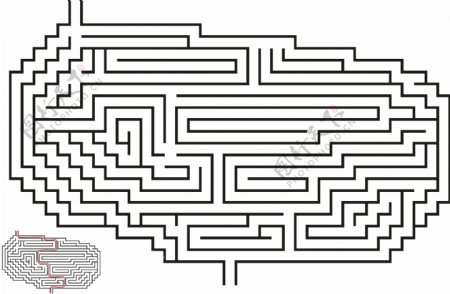 迷宫图案和线路解法图矢量素材