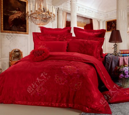 床上用品被子红色花纹