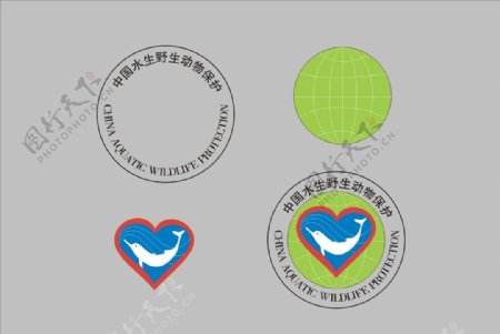 中国水生野生动物保护标志矢量图