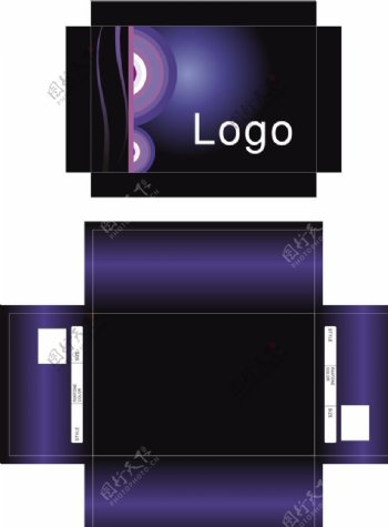 紫色渐变圆圈鞋盒包装设计