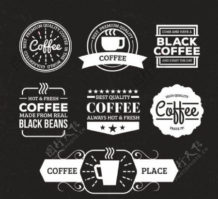优质咖啡标签矢量图