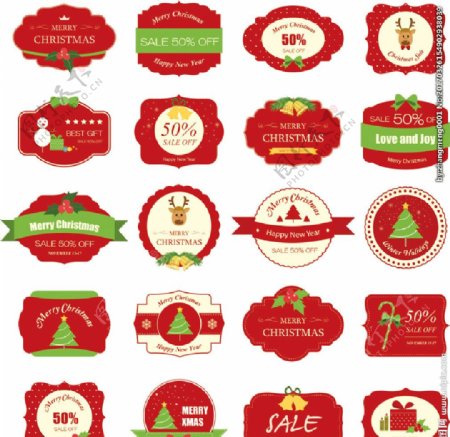 圣诞标签商业标签红色标签