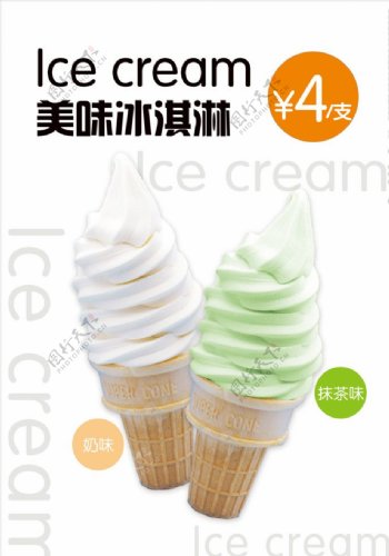 甜筒冰淇淋海报灯箱片