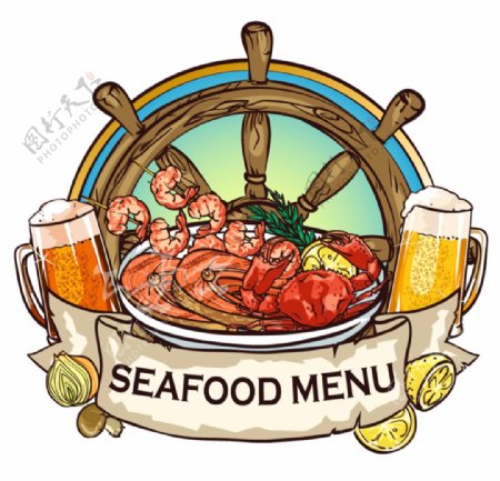 海鲜食物菜单设计矢量素材