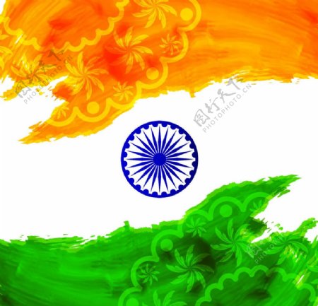 印度国旗的水彩背景