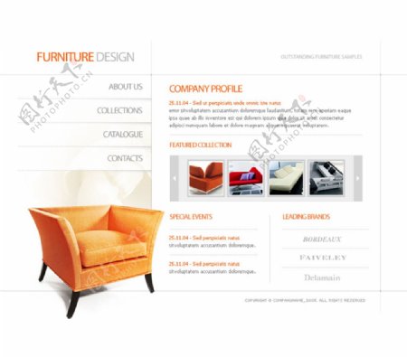 外国家具设计创意类型网页模板