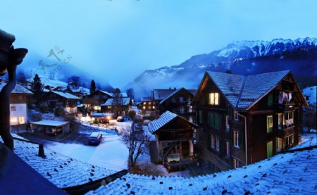 瑞士小镇夜景