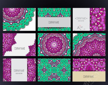 紫色花纹卡片设计