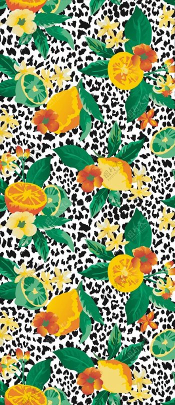 豹纹底纹素材下载水果柠檬图案