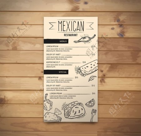 墨西哥餐厅的菜单