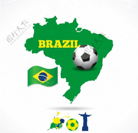巴西本国国旗和足球