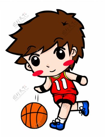 动漫人物男孩打篮球