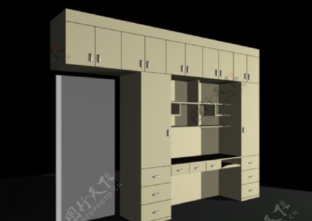 3d书桌学习桌次卧柜子模型