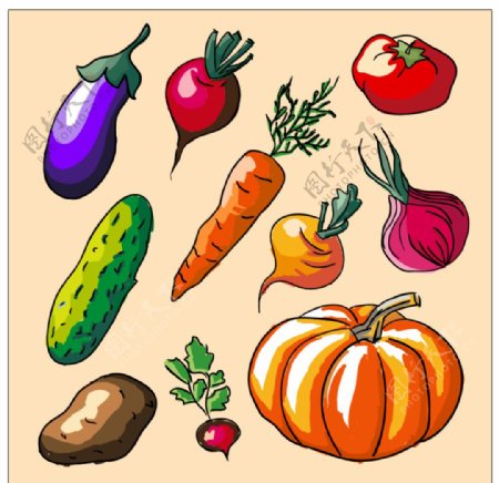 多彩涂鸦蔬菜