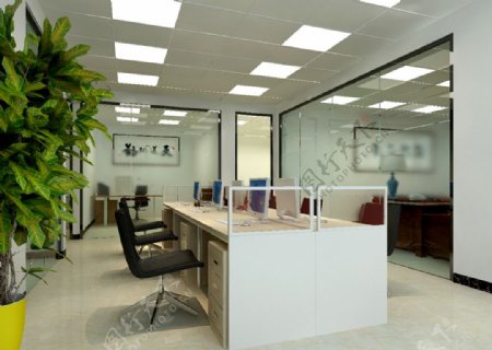 现代简约办公室石膏板天花