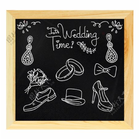 黑板粉笔手绘婚礼元素