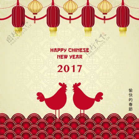 2017新年春节公鸡灯笼